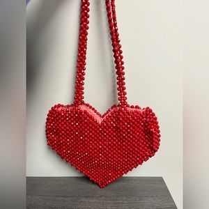 Isaac Mizrahi New York Bag RED Heart Bead Purse